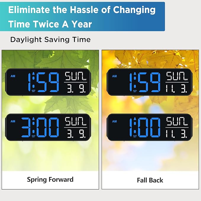 Peakeep Large Display Digital Alarm Clock for Bedroom with Date Day of Week