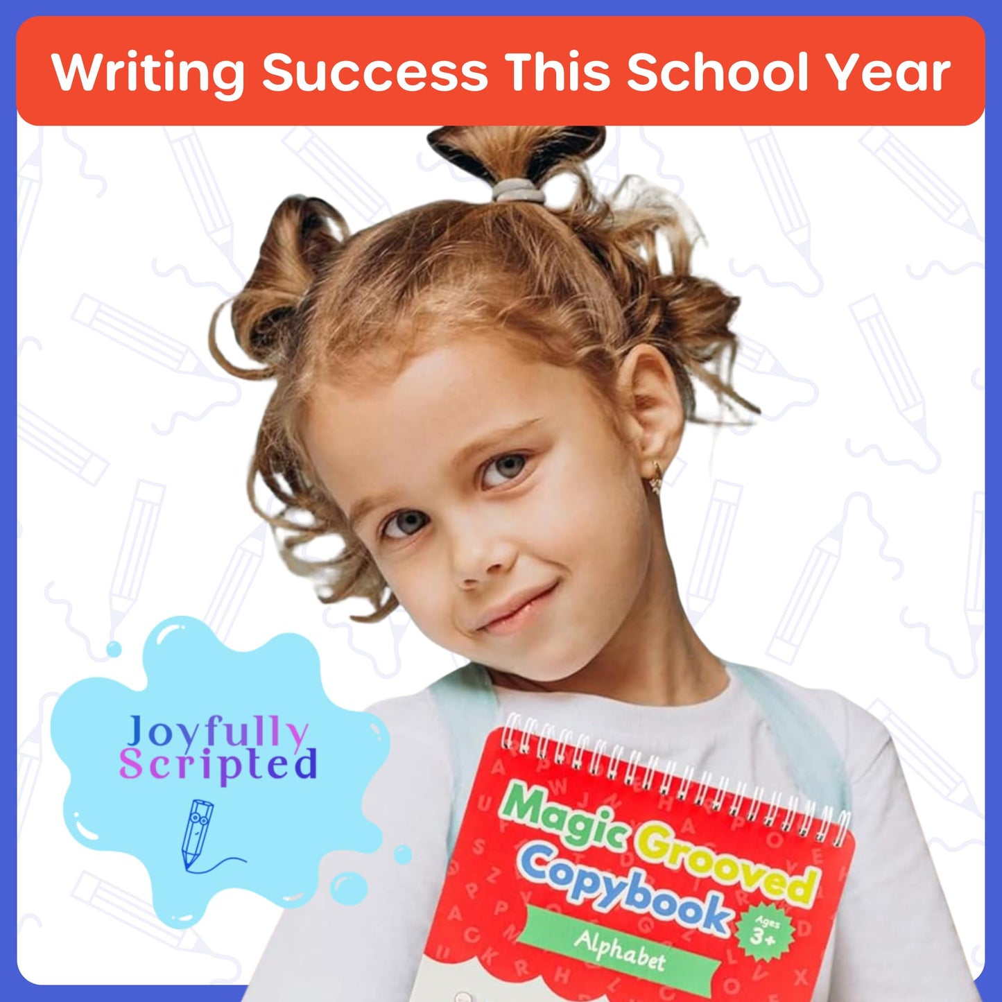 Magic Grooved Writing Practice for Kids – Reusable Grooved Handwriting Workbooks for Kids Workbook Ages 3-5, 6-8 & 8-10, Disappearing Ink & Carry Bag Letter Tracing Book, Alphabet Writing Practice Kit