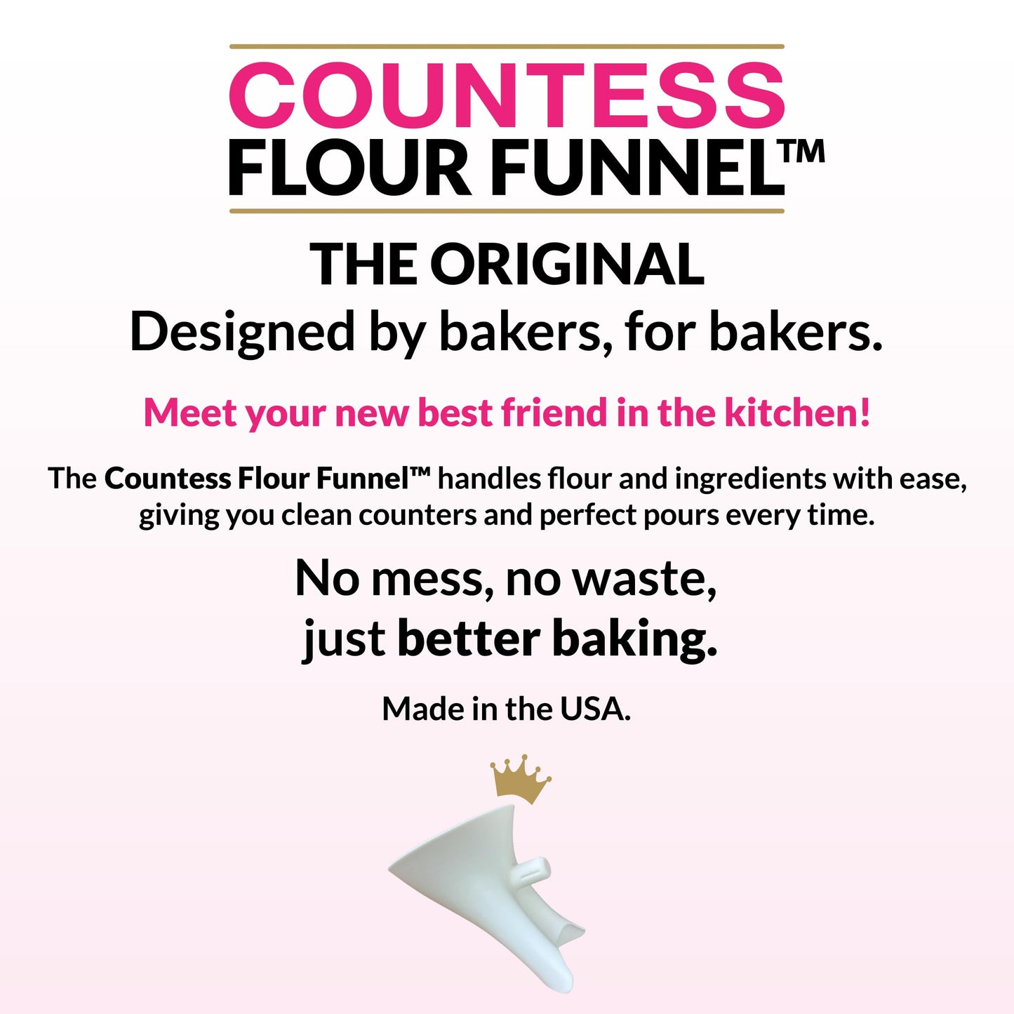 Countess Flour Funnel™ - Stand Mixer Attachment by The Cookie Countess (White)
