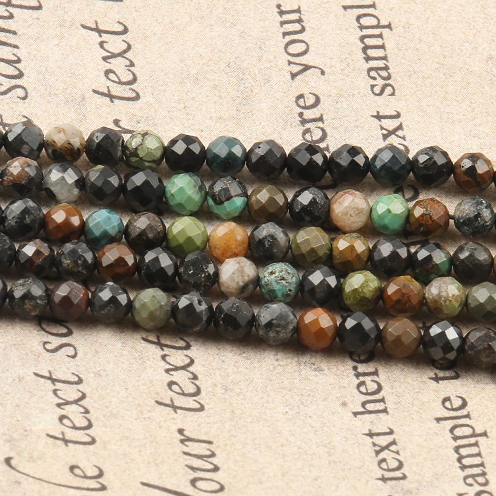 Song Xi 120pcs 3mm Natural African Turquoise Gemstone Beads Faceted Round Loose Stone Beads for Jewelry Making