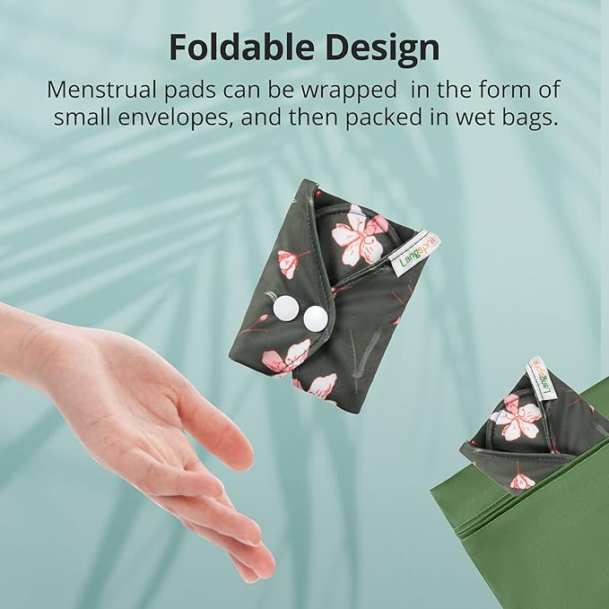 Langsprit Absorbent Reusable Menstrual Sanitary Pads/Washable Cloth Menstrual Period Pads,Reusable Panty Liners(Winter,M)
