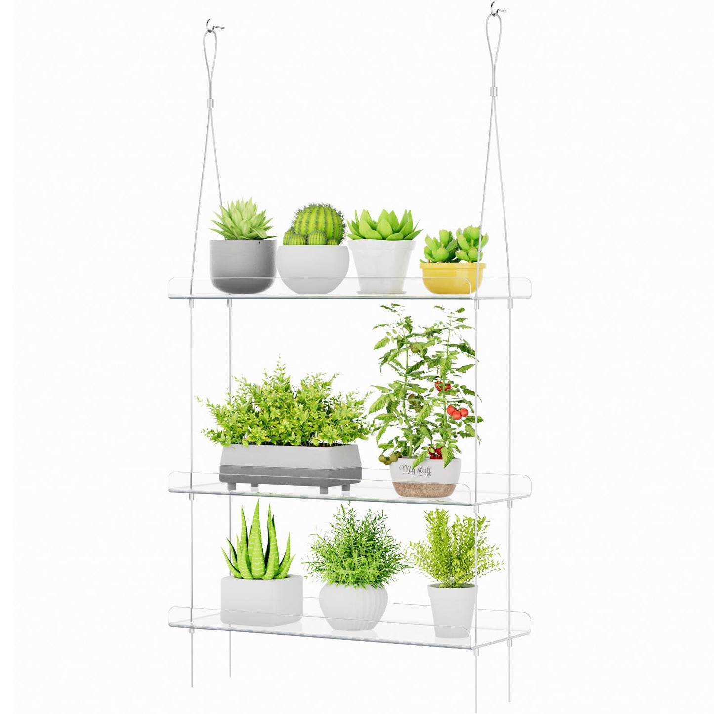 Lifewit 3-Tier Window Plant Shelves 15", Acrylic Adjustable Hanging Floating Shelf, Window Sill Extender for Succulent Plants, Micro Greens, Seed Starter Pots, Herb Planters 38 x 15 cm/15x6