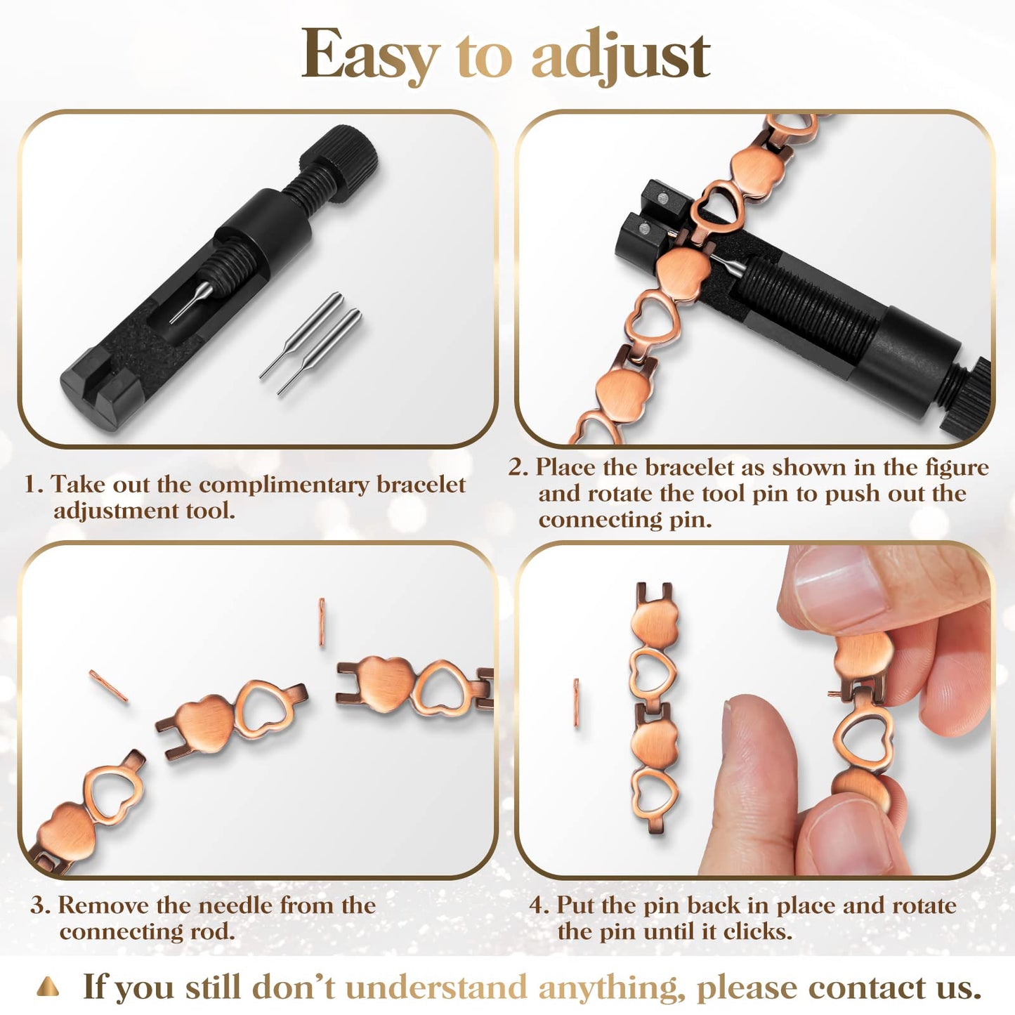 Magnetic Copper Bracelets for Women Lymph Detox Magnetic Bracelets, 100% Solid Pure Copper Bracelet with 3500 Gauss Magnets & Lymphatic Drainage Ring with Adjustment Tool