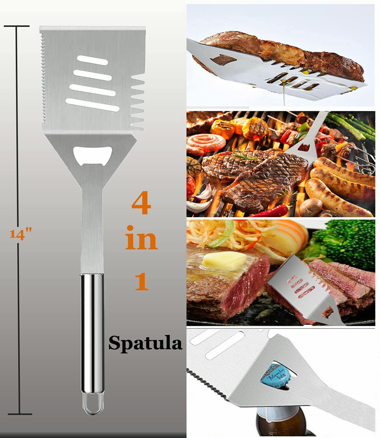MUJUZE Grilling Accessories,Grill Utensils Set for Outdoor,Barbecue Tool Sets for Men,BBQ Accessories with Apron for Dad,Grill Tool Set,Grill Kit for Camping,Backyard