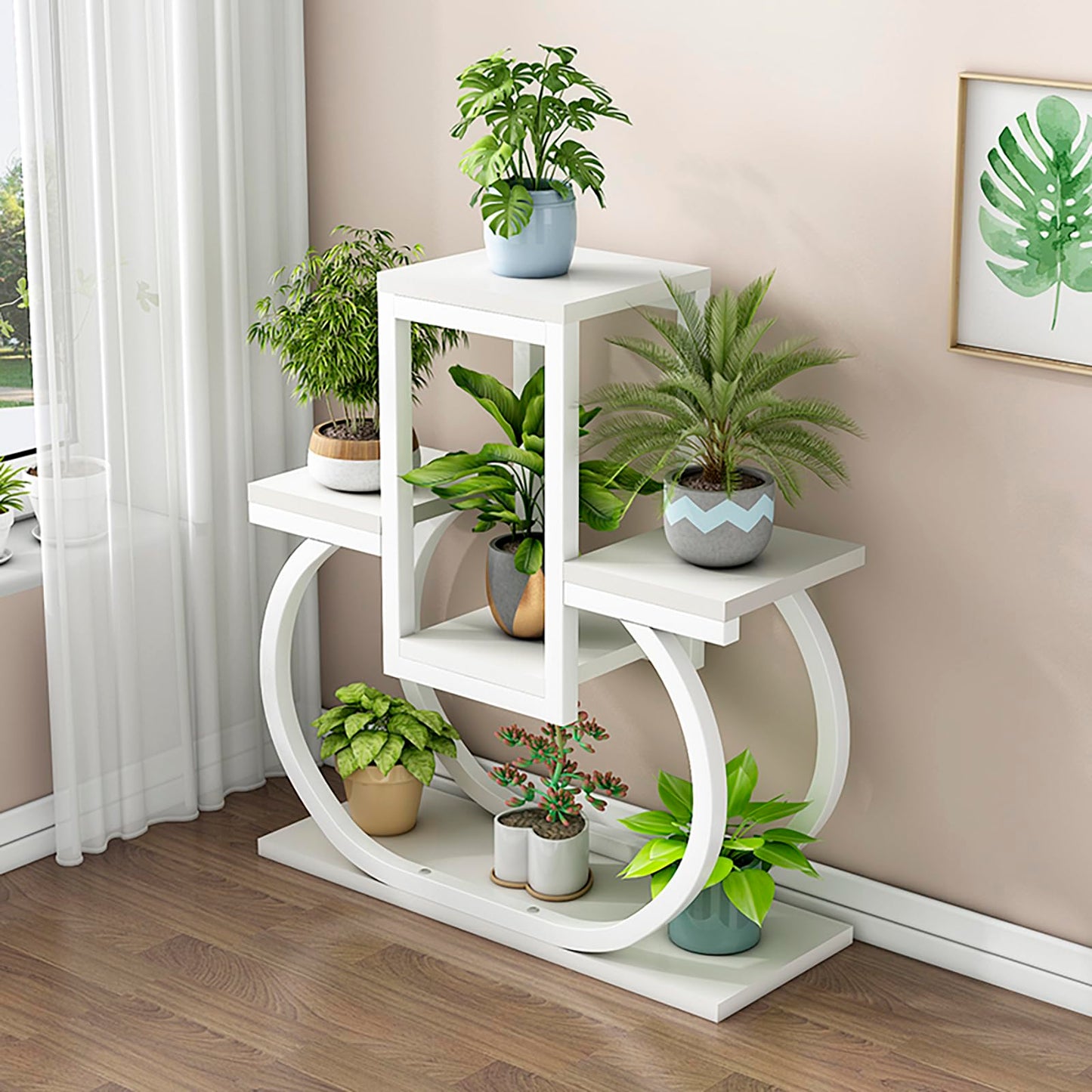 DJVHSRI 4-Tier Iron Flower Stand - Heart-Shaped Indoor Plant Display Rack Corner Storage for Garden Balcony and Courtyard - Stylish Metal Flower Pot Holder,7