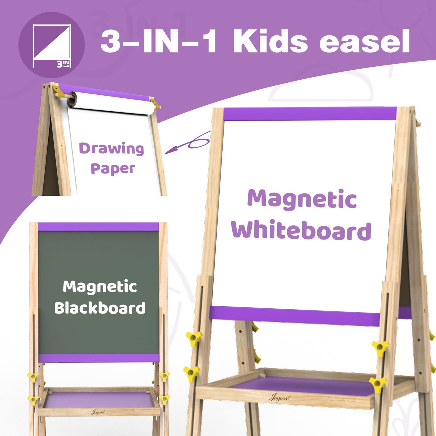 JOYOOSS Easel for Kids Art Easels for Toddlers,Adjustable Magnetic Whiteboard Chalkboard for Kid Dry Erase Board Easel for 2 Year Old and Toddler Art Easel for Kids Ages 4-8 8-12
