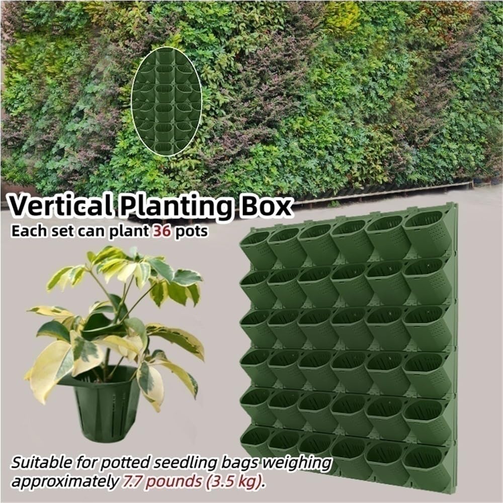 Pbicfgau Vertical Wall Planter with 36 Pots, 12PCS Wall-Mounted Flower Pot Holder, Indoor and Outdoor Garden Plastic Planters for Flowers, Vegetables, Grass