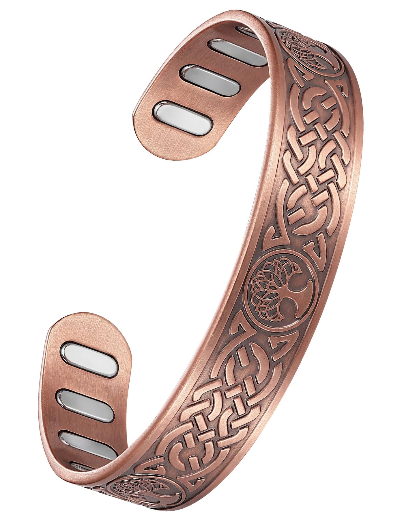 Jecanori Copper Magnetic Bracelets for Men and Women–Upgraded Oval Magnets-Adjustable Cuff Bangles