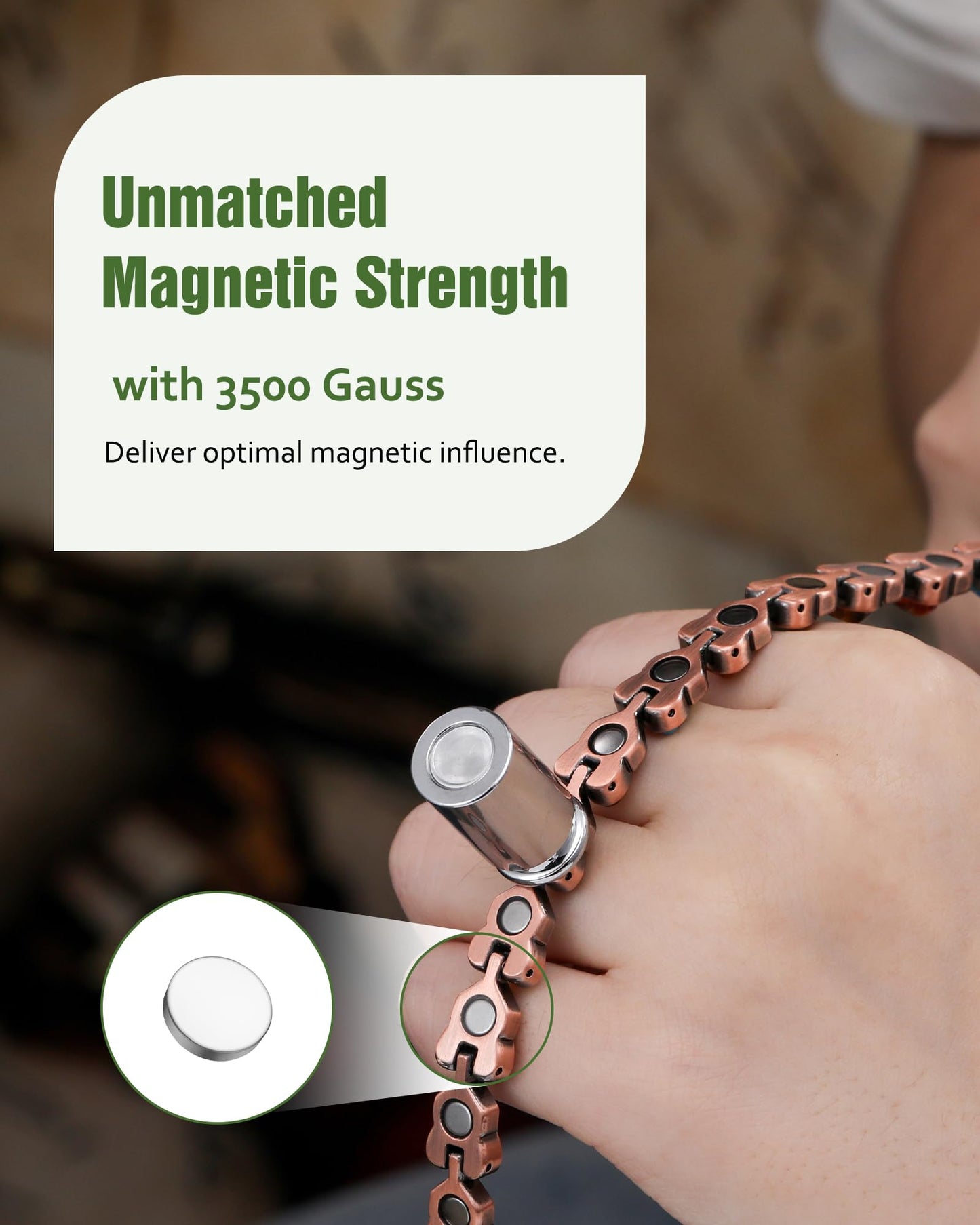 Jecanori Copper Magnetic Ankle Bracelet for Women With 3800 Gauss Neodymium Magnet & Sparkling Zirconia, Adjustable with Sizing Tool