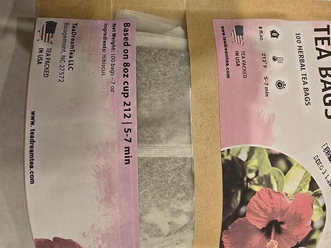 TeaDreamTea Hibiscus Tea Bags | 400 Bleach-Free Tea Bags | Caffeine Free | Dried hibiscus Flowers |Hibiscus Flower Tea | Dried Flower Tea |HerbalHibiscus
