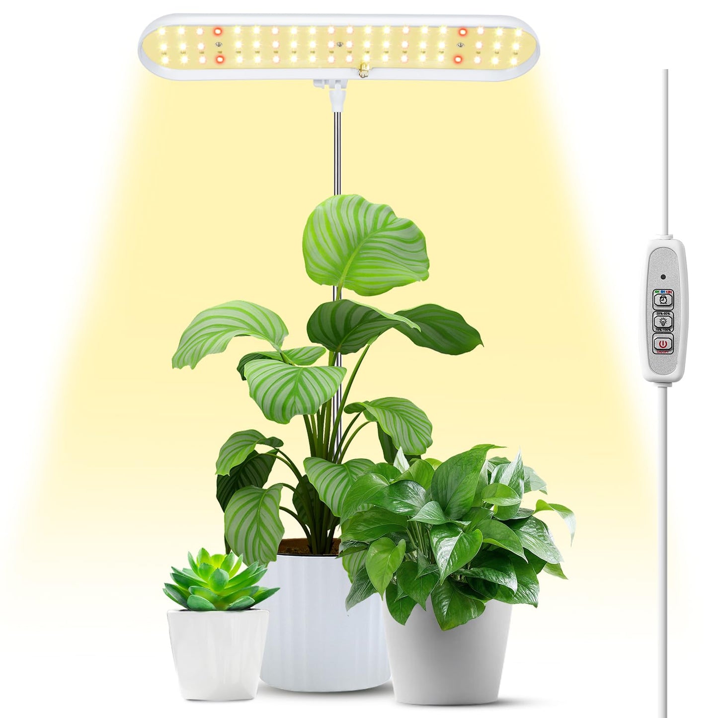 FOXGARDEN Grow Light, Full Spectrum LED Grow Lamp, Plant Lights for Indoor，Auto Timer 4/8/12H, 4 Dimmable, Height Adjustable 8.5"-24", Growing Lights