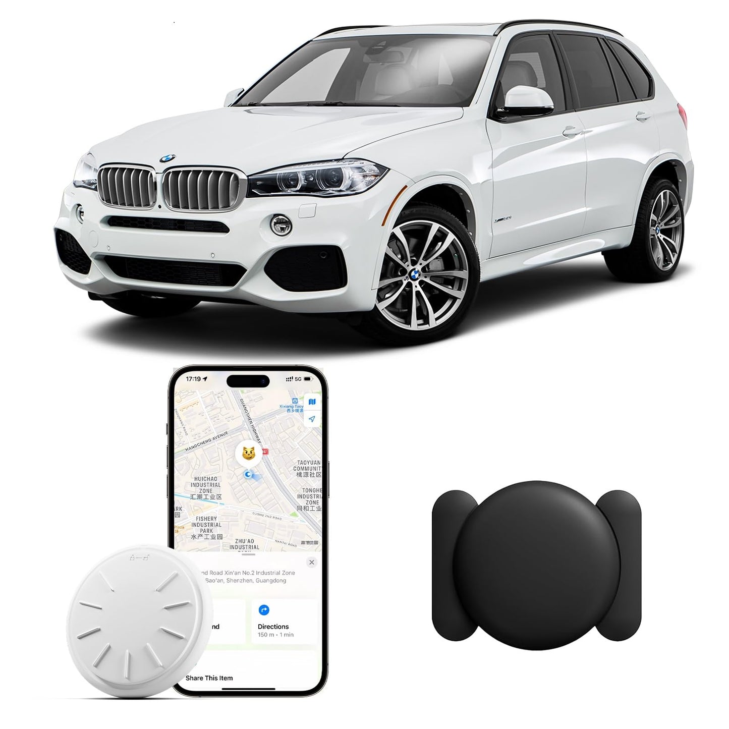 GPS Tracker for Vehicles, MINI Car Tracker Device Hidden for Vehicle, No Monthly Fee, Real-Time Tracker Device for Vehicles Work with Find My (iOS Only), Magnetic Waterproof Car GPS Tracker, 1PCS