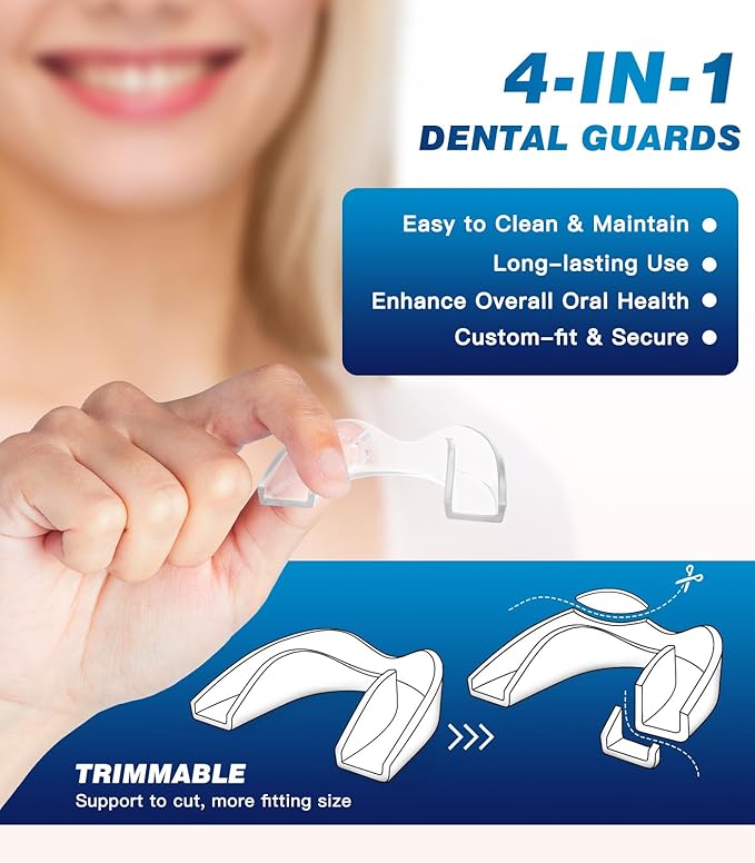 Mouth Guard for Grinding Teeth at Night,Teeth Grinding Mouth Guard for Sleep,Reusable Guard for Sleeping,4 Pack/Small Size,Transparent