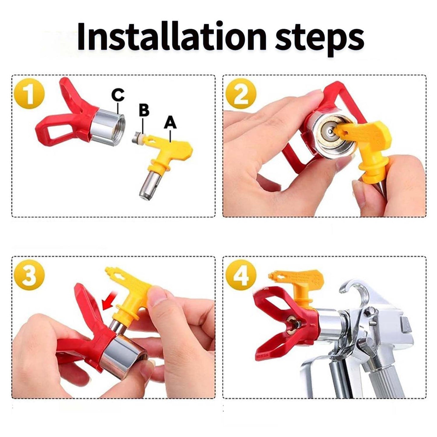 Airless Spray Tip Nozzles (6-Pack) - Reversible R21/R13/R15/R17/R23 Tips for Graco Wagner Airless Paint Sprayers - Fits 211, 313, 415, 515, 517, 623
