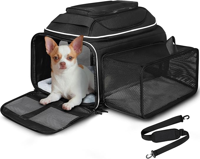 Petskd Top and Side Expandable Small Pet Carrier Airline Approved, Pink