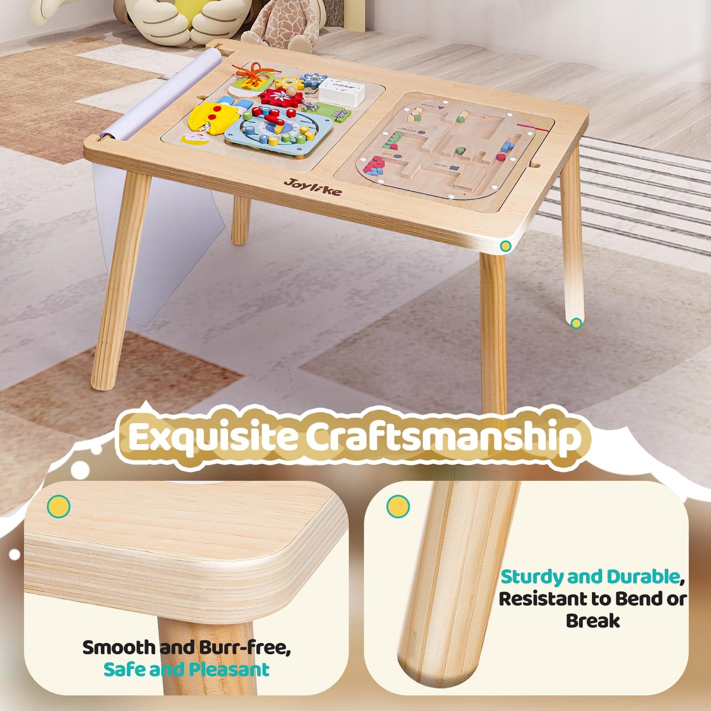 Joylike Sensory Table for Toddlers 1-3 with 2 Large Storage Bins, 4 Montessori Activity Boards and Paper Roll, Educational & Multi-Functional Gift for Kids Draw and Play