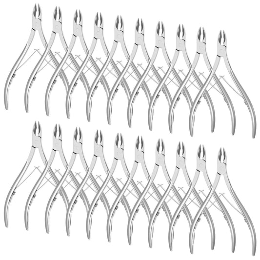 Kifmurase 20 Pack Cuticle Trimmer Stainless Steel Cuticle Nippers Pointed Blade Nail Cuticle Cutter Dead Skin Remover Pedicure Manicure Tools Double Spring for Fingernails Toenails (Silver)