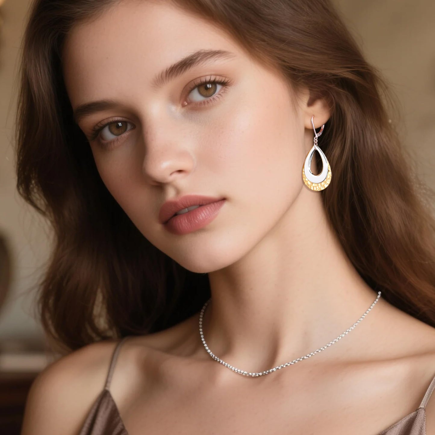 Sterling Silver Teardrop Dangle Earrings for Women Sliver Layer Leverback Hammered Dangle Earrings Jewelry Hypoallergenic Gold Plated Waterdrop Leverback Dangle Earring for Gifts