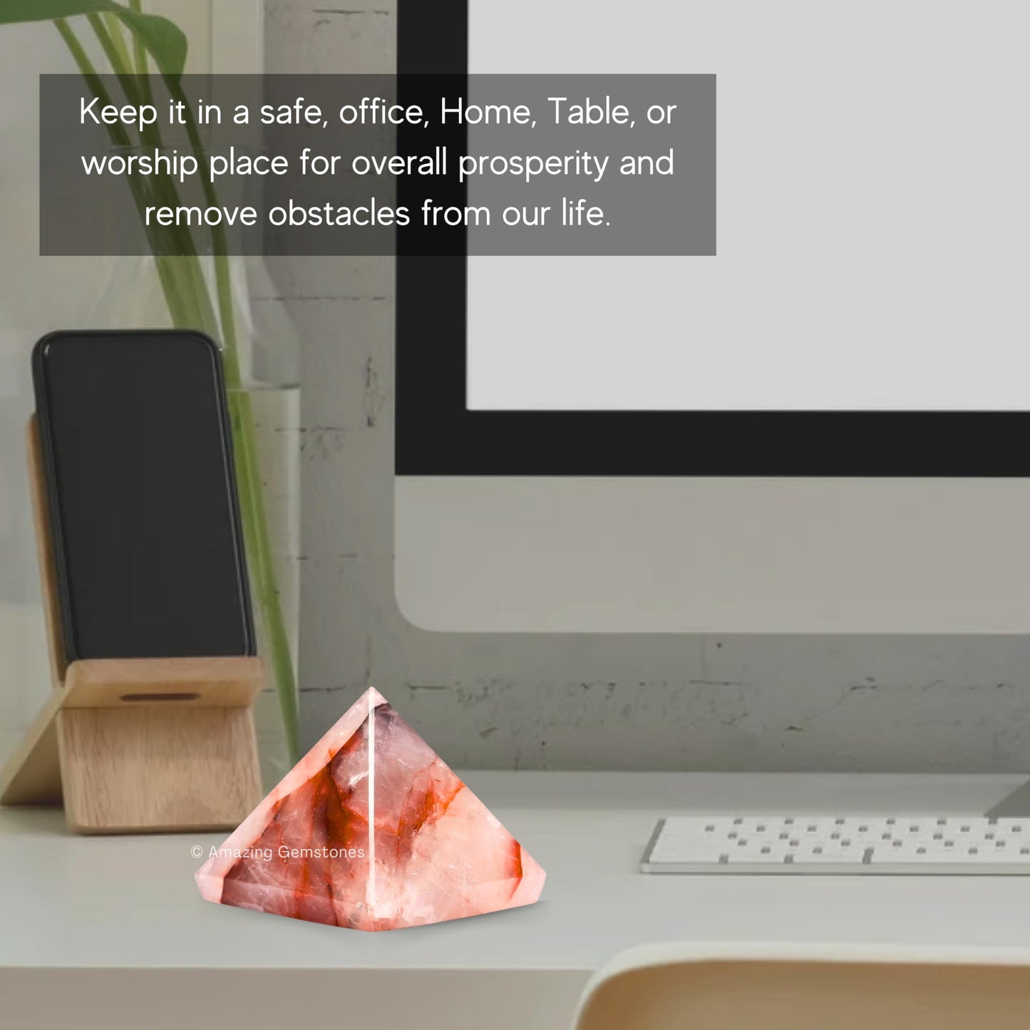 Amazing Gemstone Red Hematoid Quartz Pyramid Crystal Healing Stones - 2" Great Pyramid Figurine of Natural Stone Pyramid for Meditation, Reiki, Chakra Balancing and Crystal Pyramids Grid