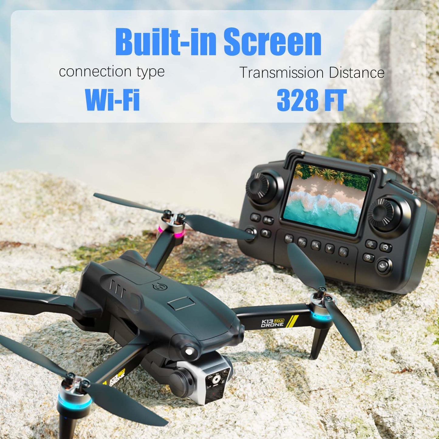 Weavixol Brushless Drone With Camera For kids And Beginner, Toy Drones With Screen On Controller, No Phone Needed, Entry-level Drone For Kid 8-12 With Auto Hover, Easy to Fly, One Click Take Off/Land, No FAA, Under 249g, 2 Batteries, SD Card