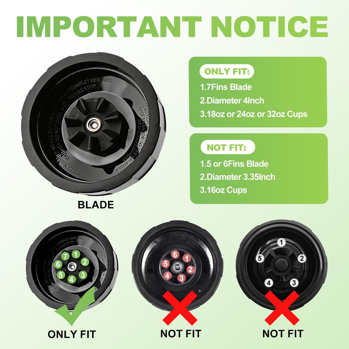 7 Fins Blender Blade Replacement Parts for Ninja Compatible with Ninja BN401 BN701 BN751 BN801 BL480-30 BL642-30 BL682 BL687 NN102 BL2012 Extractor Blade Assembly,with Hook, Brush, Rubber Gasket