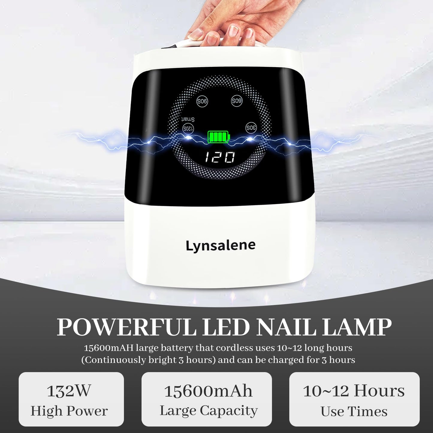 132W UV LED Nail Lamp,Rechargeable UV Light for Gel Nails with 4 Timers & LCD Screen,Profsssional LED Nail Lamp Nail Dryer Fast Curing for Salon & Home Use