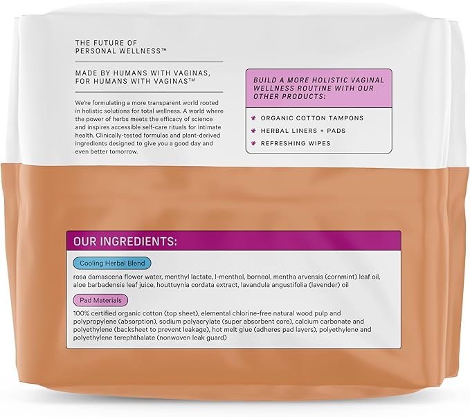 The Honey Pot Company - 64ct - Herbal Pads for Women - Organic Incontinence Daytime w/Wings. Infused w/Essential Oils for Cooling Effect & Postpartum Essentials - Feminine Care - FSA & HSA