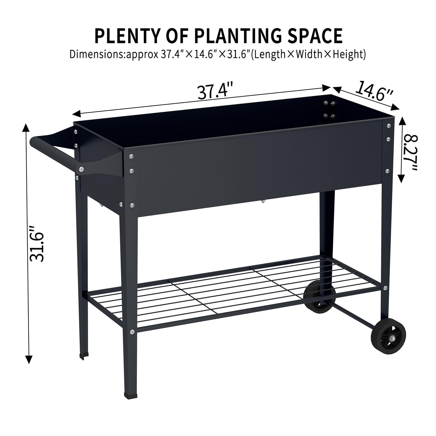 Chuangshuo Guard Elevate 32" Tall Raised Garden Bed with Wheel,Planter Box for Backyard,Outdoor Garden, Patio, Balcony, 400lb Capacity,Grey