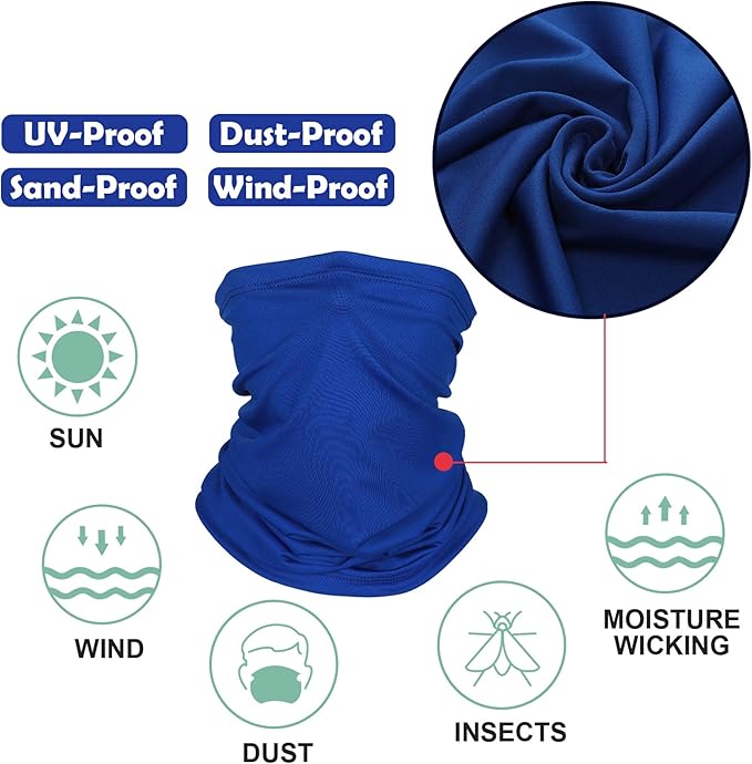 Geyoga 6 Pieces Winter Face Mask for Men UV Protection Mask Sunscreen Breathable Windproof Neck Gaiters Scarf Fishing Cycling Running (Black, White, Royal Blue)