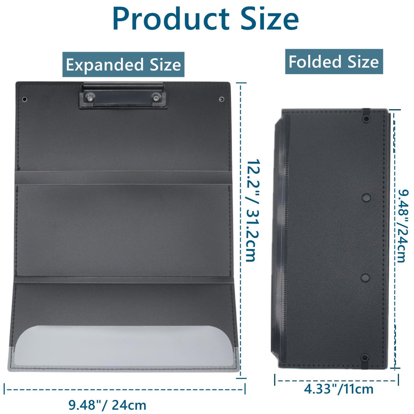 QYIMLI Foldable Nursing Clipboard, 3 Layers Folding clipboards Nurses Clip Board Low Profile Clip Pocket Clipboards for Nurses, Doctors,Students, Teachers (Black)