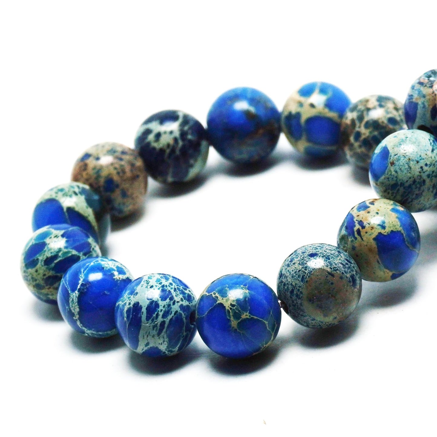 DIQIO Imperial Sea Sediment Beads for Jewelry Making - 6mm Stone Round Gemstone Beads for Bracelets(58-60pcs, Blue Imperial Sea Sediment)