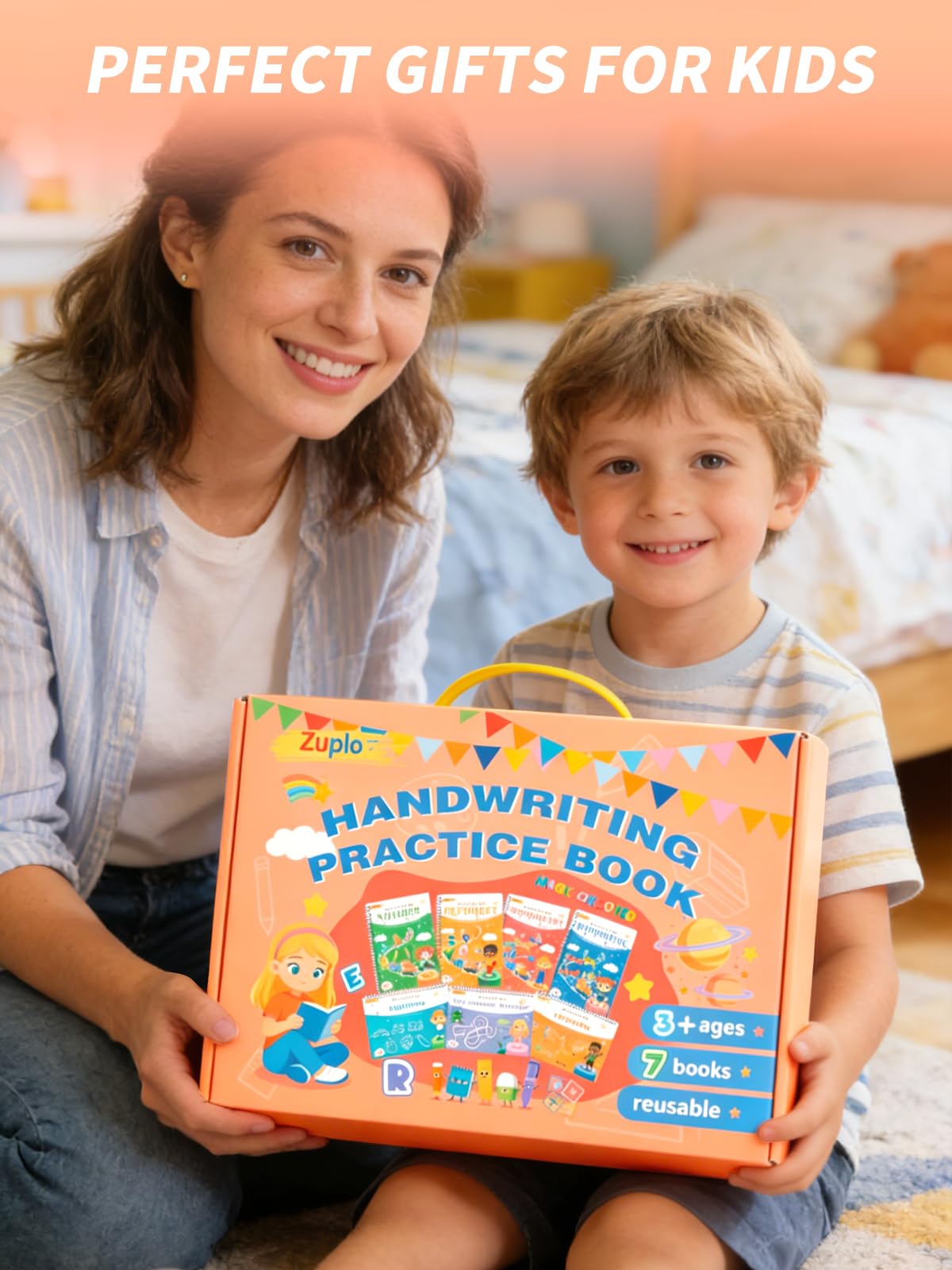 Zuplo Magic Grooved Writing Practice for Kids Ages 3-8, Reusable Handwriting Workbooks for Preschool Learning, Letters Numbers Math & Drawing Tracing Books with Disappearing Ink Pens, Educational Gift