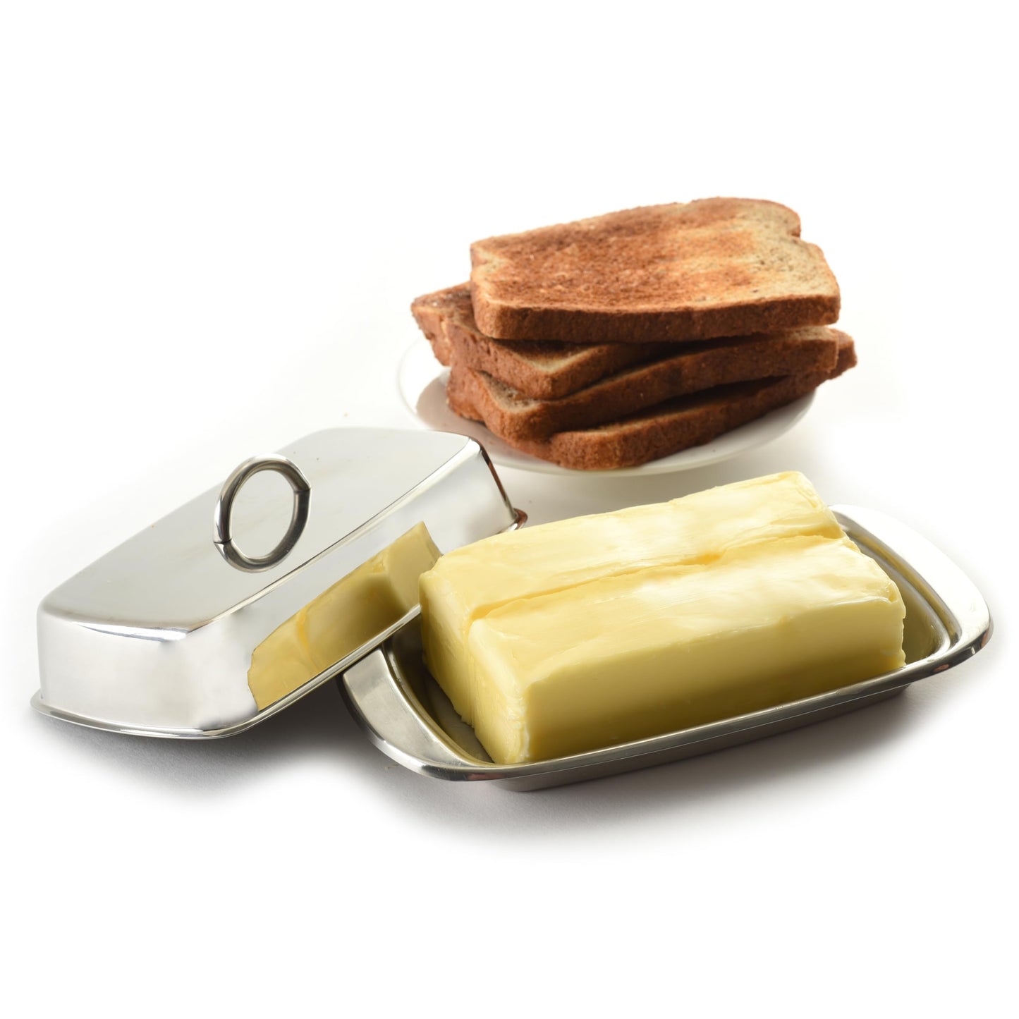 Norpro 282 Stainless Steel Double Covered Butter Dish, Silver