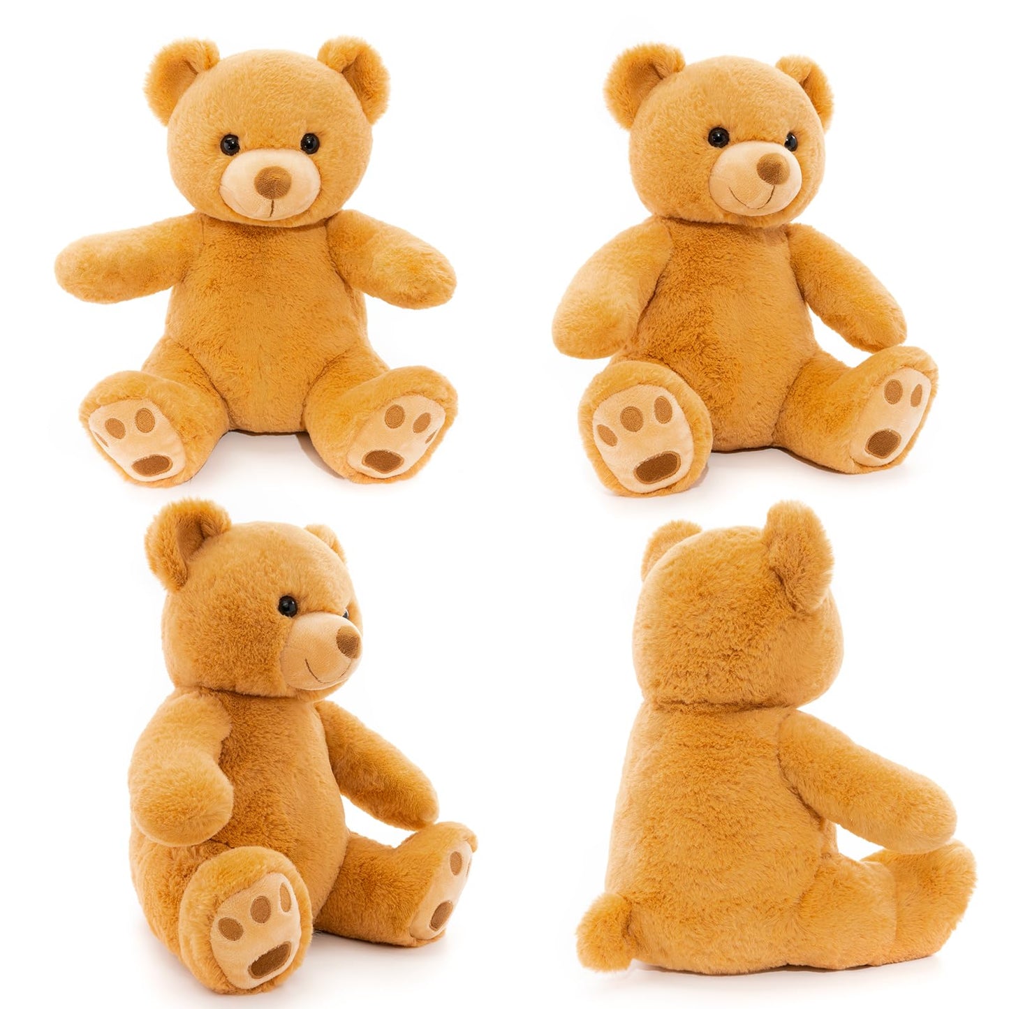 WEIGEDU Fluffy Teddy Bear Stuffed Animals Plush Toys with Lattice Tie for Kids Babies Birthday Bedtime, 12 inches