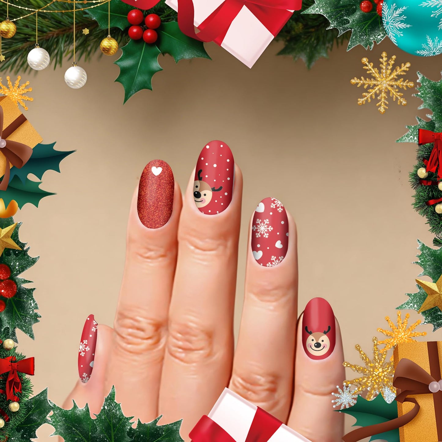 SILPECWEE 20 Sheets Christmas Nail Polish Strips Full Nail Wraps for Women Holiday Self Adhesive Nail Polish Stickers Gel Nail Strips Fingernail Manicure Stickers with 1pc File
