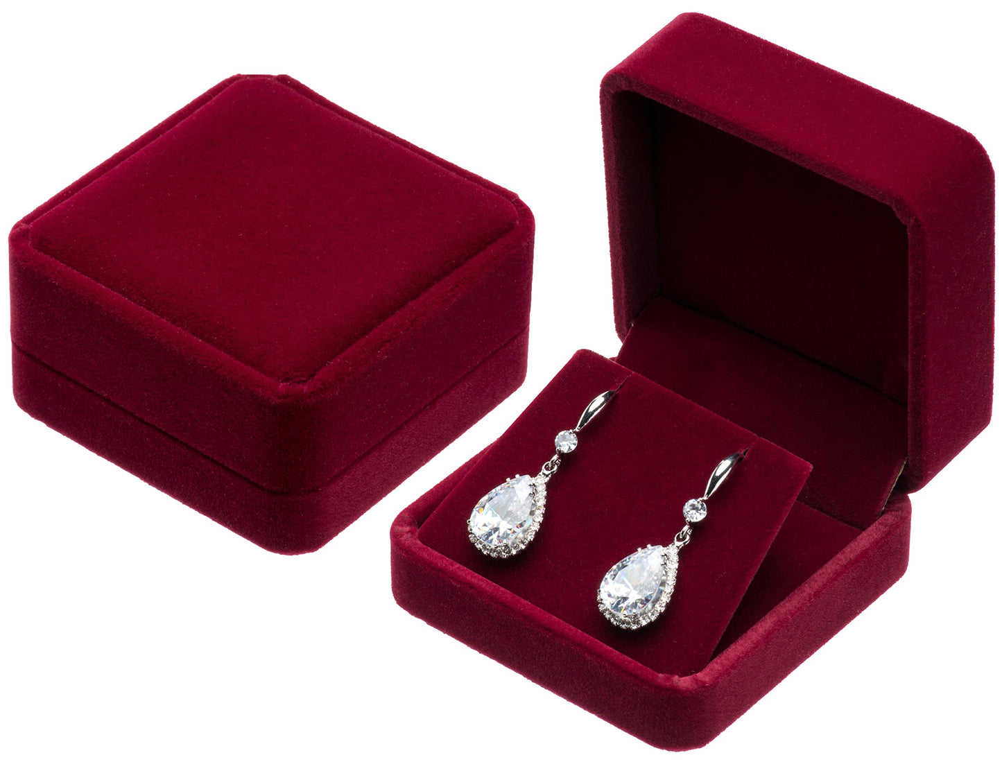 Giftop Velvet Earring Gift Boxes Jewelry Box (Red)