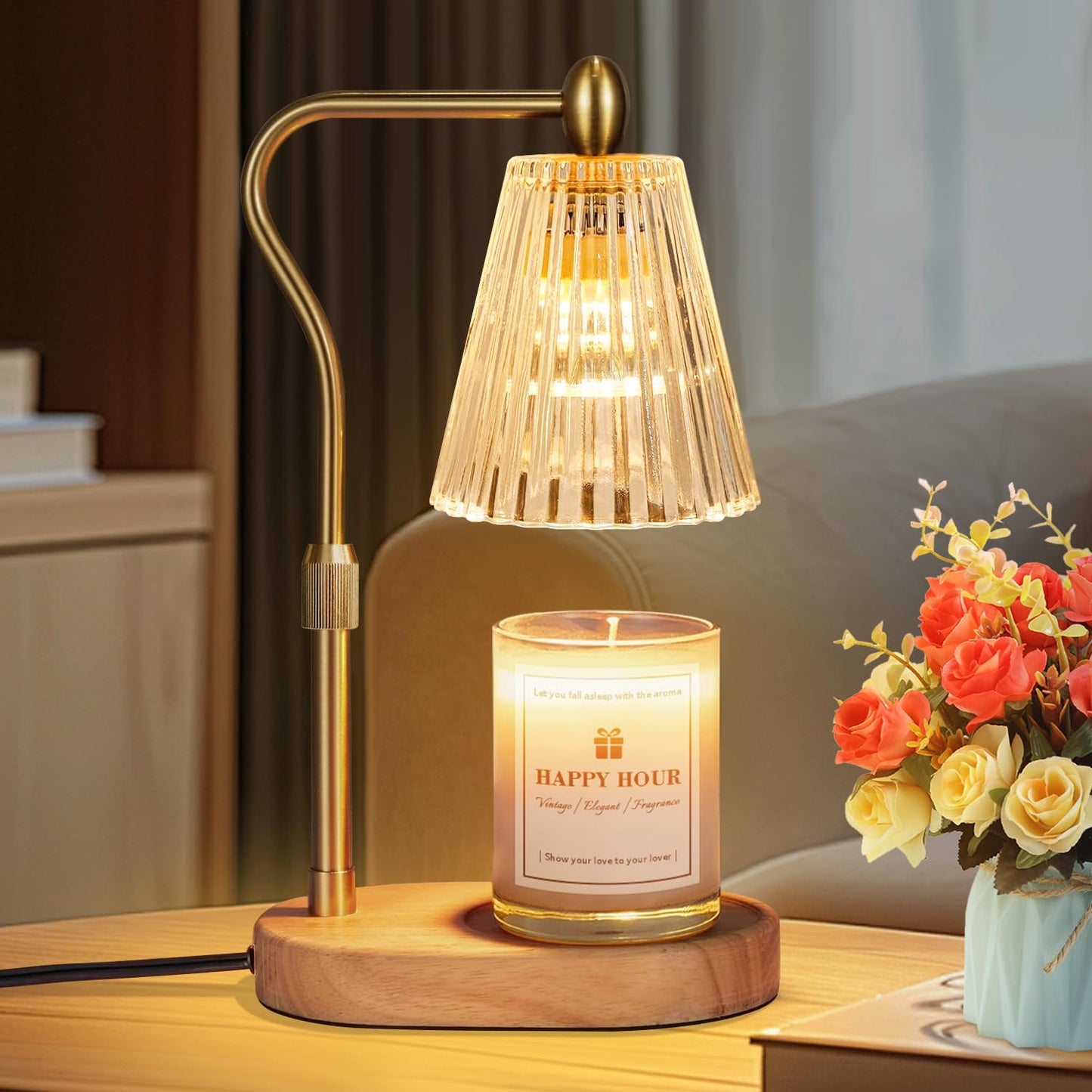 Imenlox Candle Warmer Lamp, with Timer and Dimmer, Adjustable Height, Mother' s Day Gifts for Mom, Birthday Gifts for Women, House Warming Gifts Room Decor, Wax Warmer for Jar Candles(Amber)