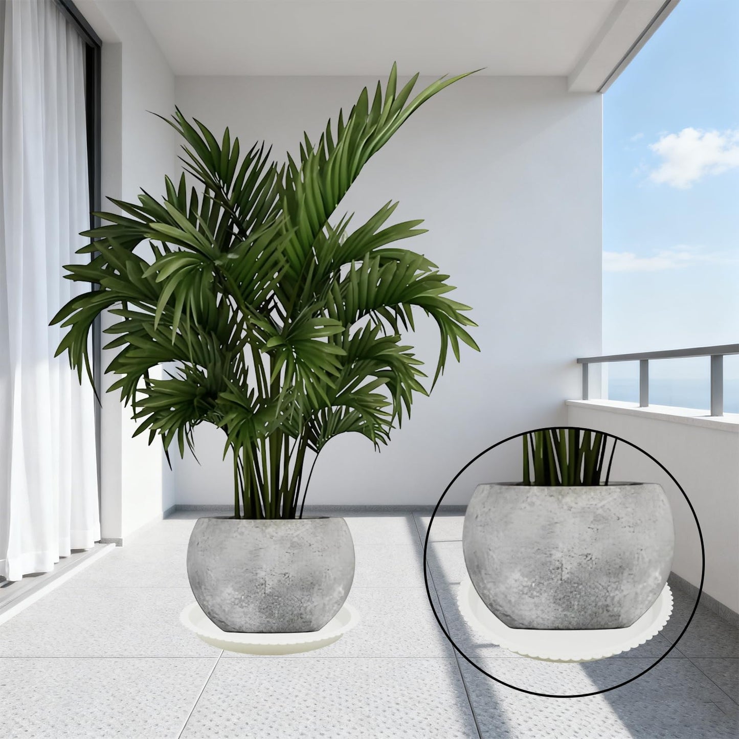 JAKOUE 4 Size Round lace Plant Saucer,6 Pack Pant Pot Trays, Plant Saucers for Indoors and Outdoors, Seed Starting Tray, Growing Trays,White（4",5",6",8"）
