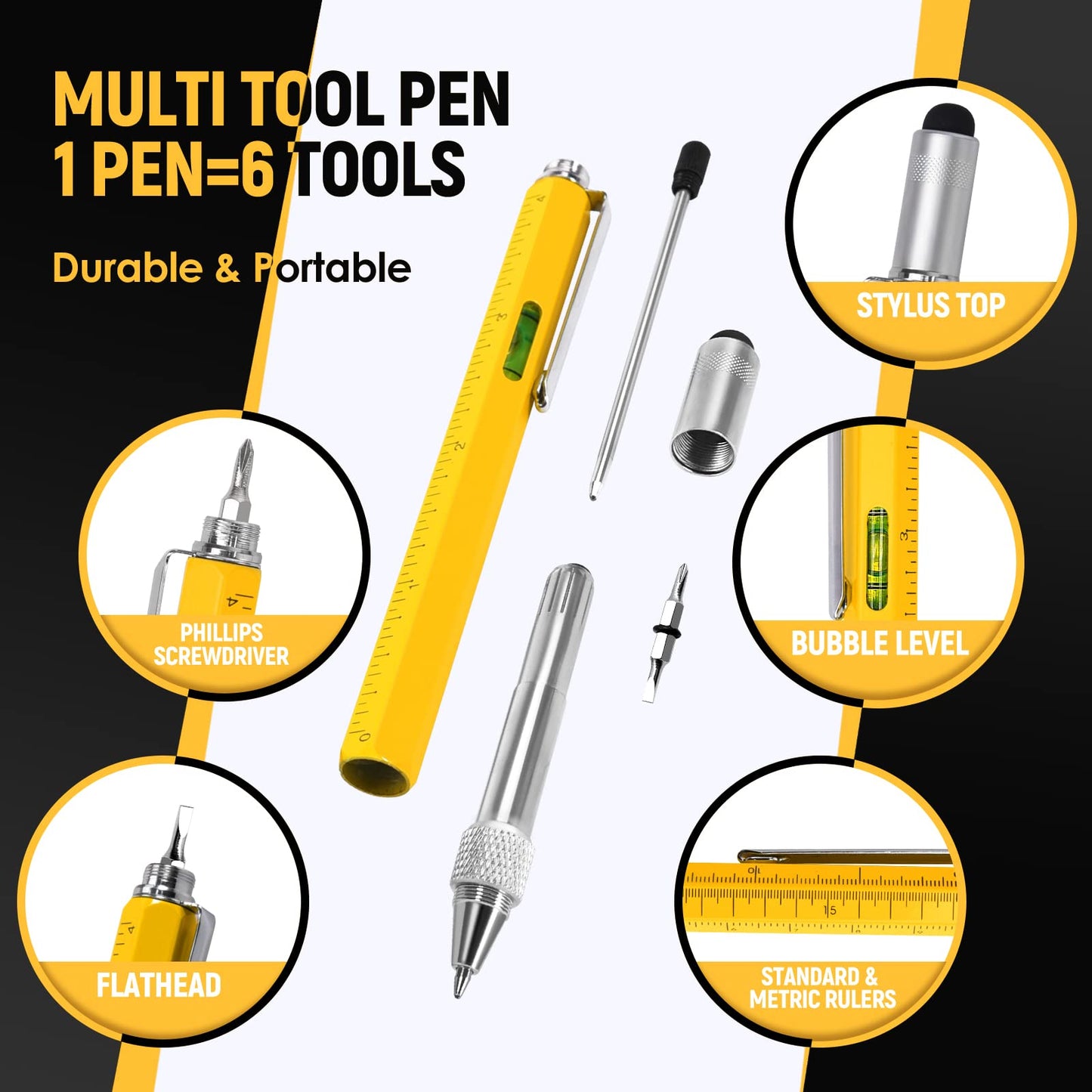 BIIB 6 in 1 Multitool Pen, Mens Gifts for Dad Boyfriend Husband, Anniversary Birthday Father‘s Day Gifts for Men, Gift for Men Who Have Everything, Dad Gift from Daughter Son, Cool Tools Gadgets