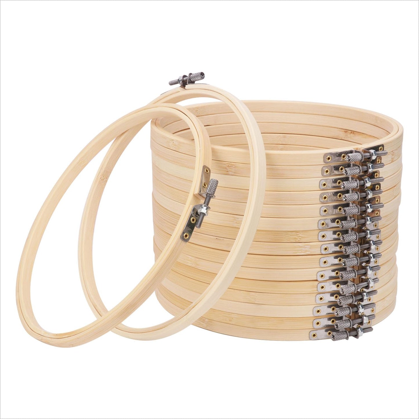 kukmakri 17 PCS 8 inch Embroidery Hoop, High-Quality Bamboo Circle Cross Stitch Hoop, Versatile, Eco-Friendly, and Durable for Art, Craft, and Needlework