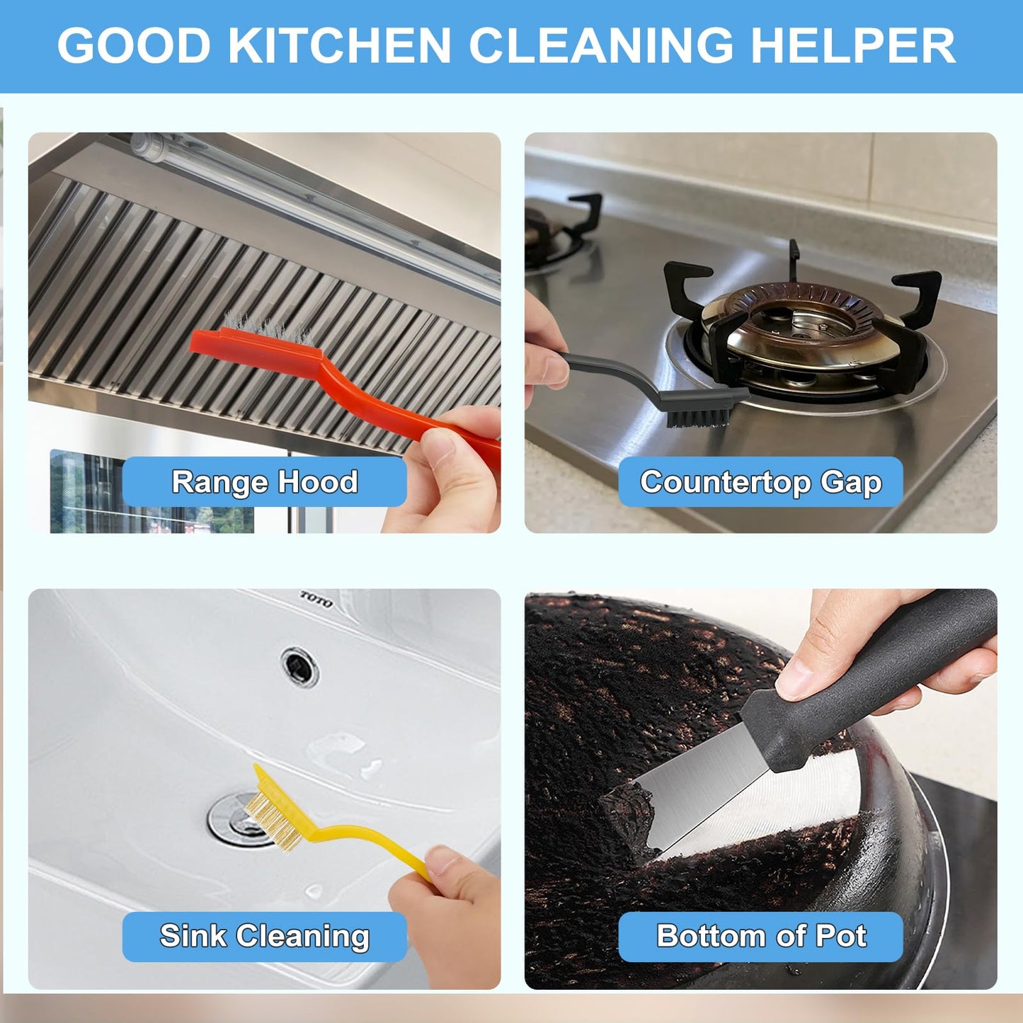 Dfacio 11Pcs Crevice Cleaning Brush Set, Hard Bristle Cleaning Supplies for Kitchen, Bathroom, Corner, Grout, Sink
