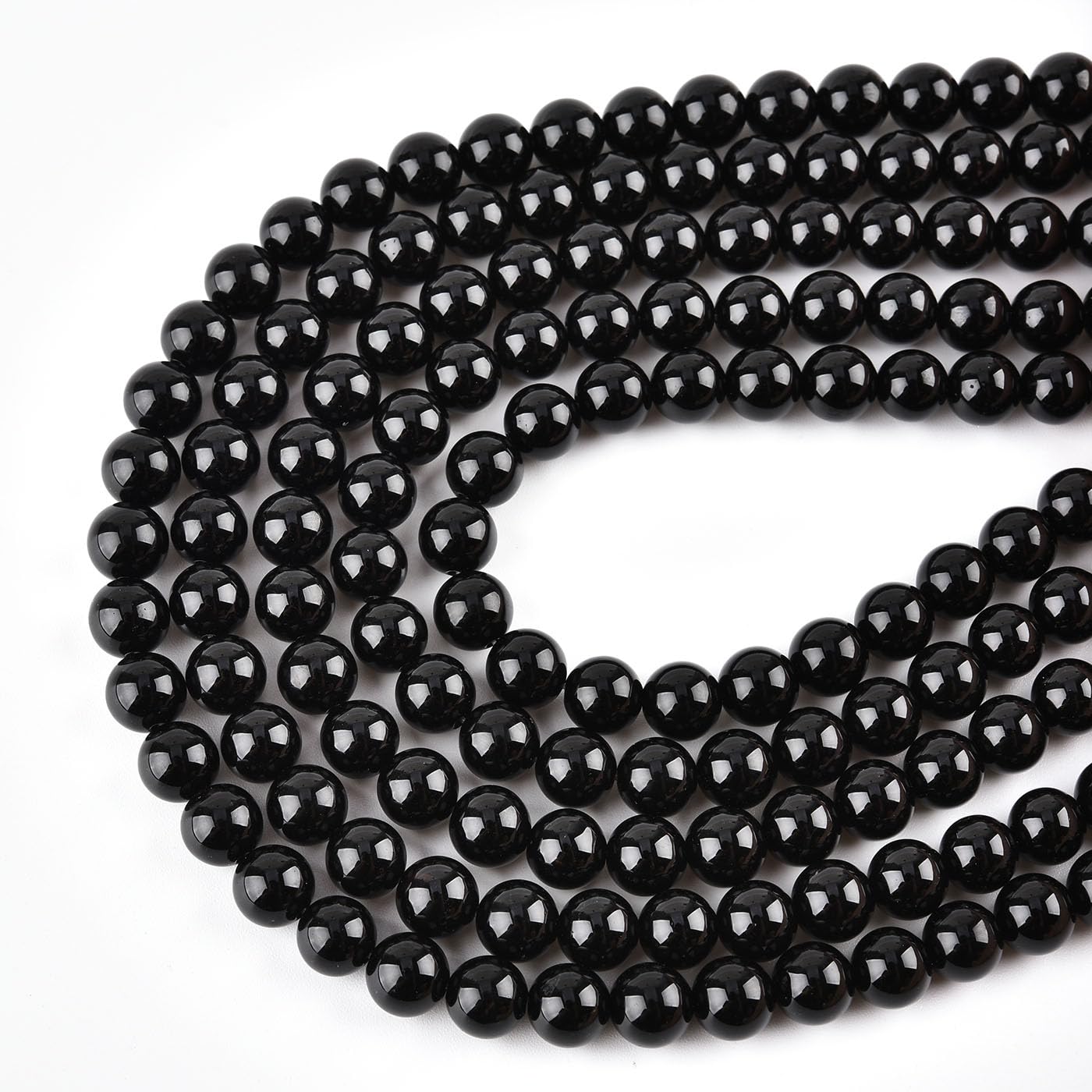 6mm Natural Black Onyx Beads Round Agate Gemstone Loose Beads for Jewelry Making (58-62pcs/strand) A