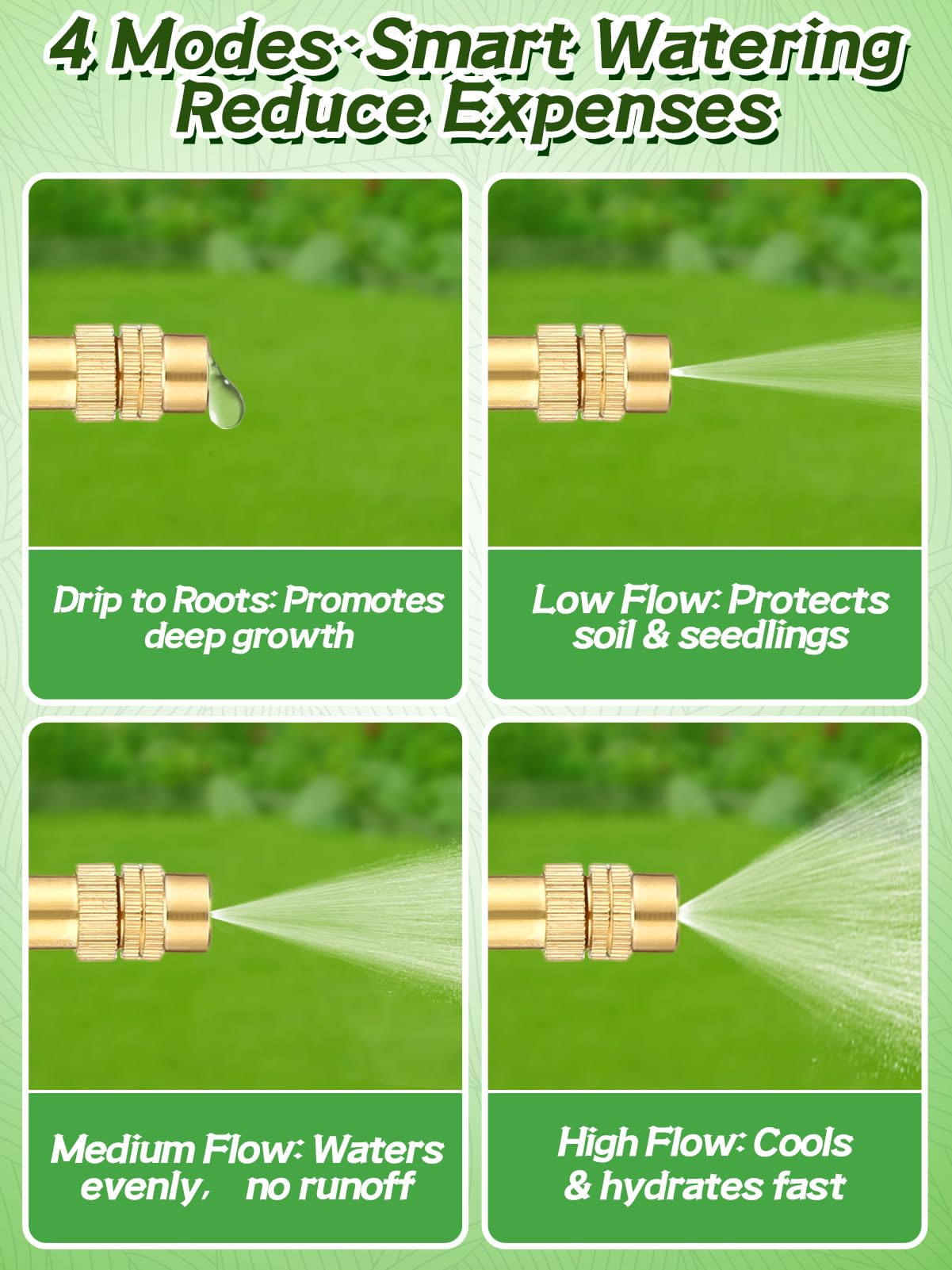 49ft Drip Irrigation System - Includes 15pcs 360° Adjustable Copper Nozzles, 5/16" PE Tubing, 1/2" & 3/4" Faucet Adapters, Automatic Garden Watering Sprinkler System Kit for Raised Bed Plants Lawn