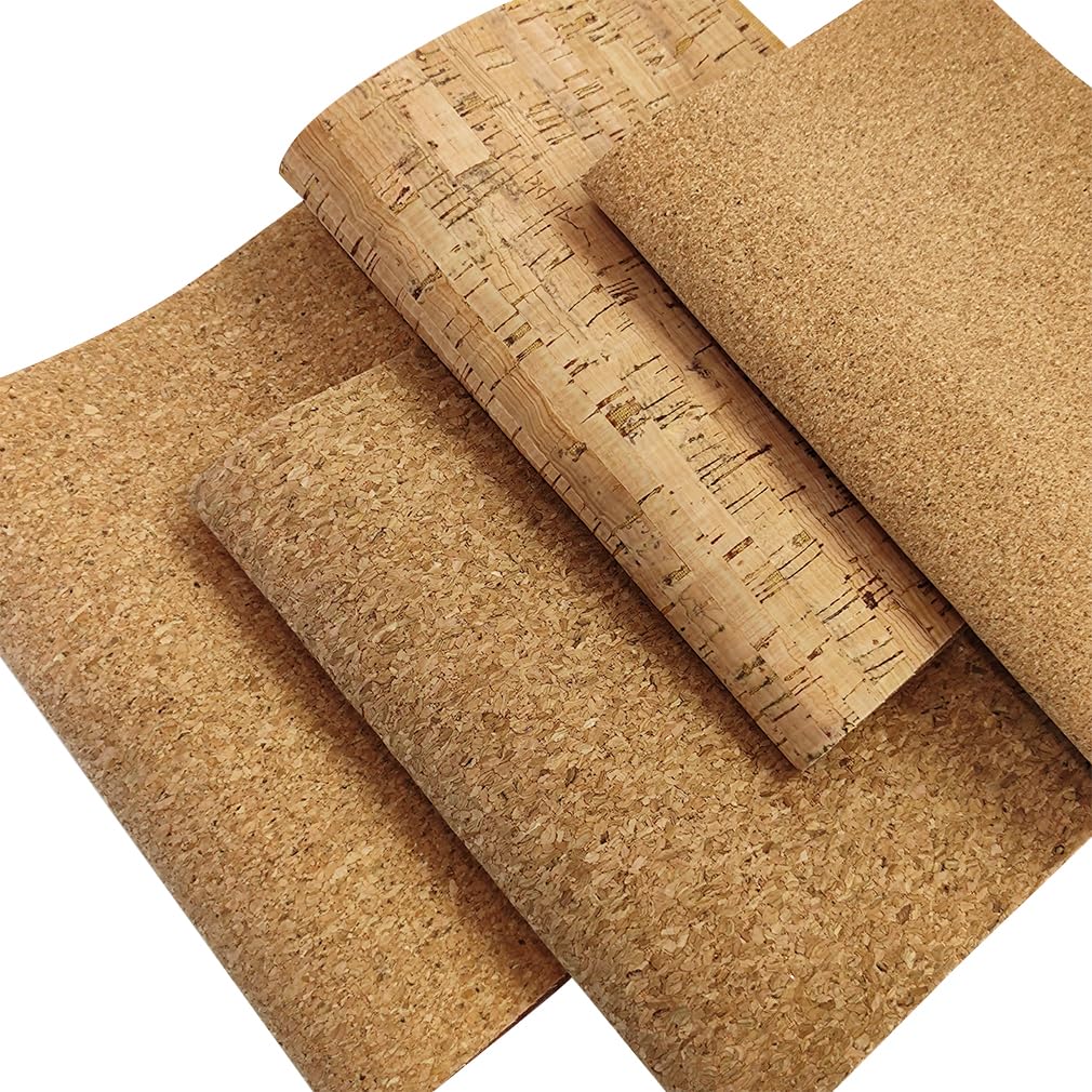9 Pcs Soft Natural Texture Cork Faux Leather Sheets A4 Size Thin Real Cork DIY Crafts Fabric for Earrings Handbags Wallets Handicraft Accessories