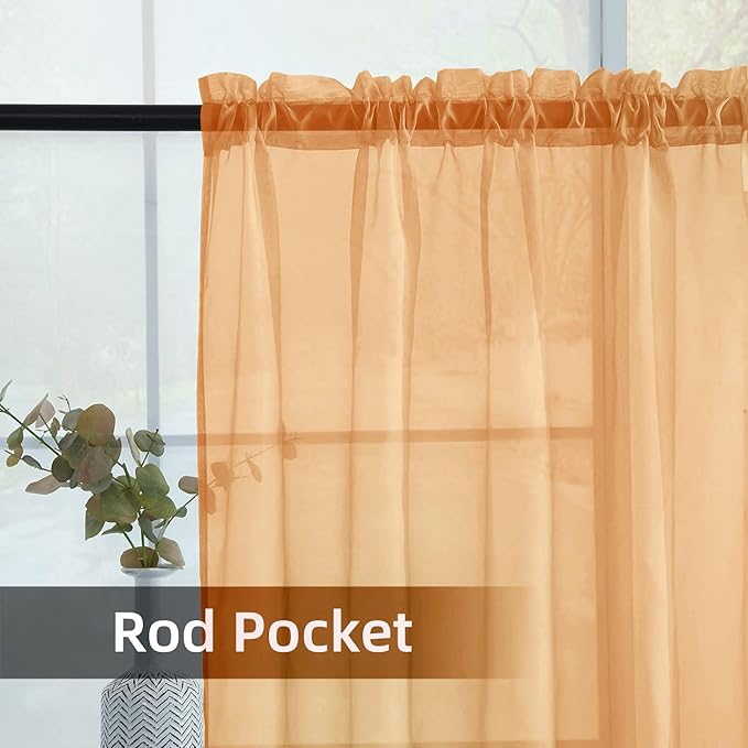 SpaceDresser Beige Sheer Curtains 4 Panels Rod Pocket Semi-Sheer Curtain 84 Inches Long Light Filtering Voile Window Drapes for Bedroom Living Room Kitchen, Each 52W x 84L
