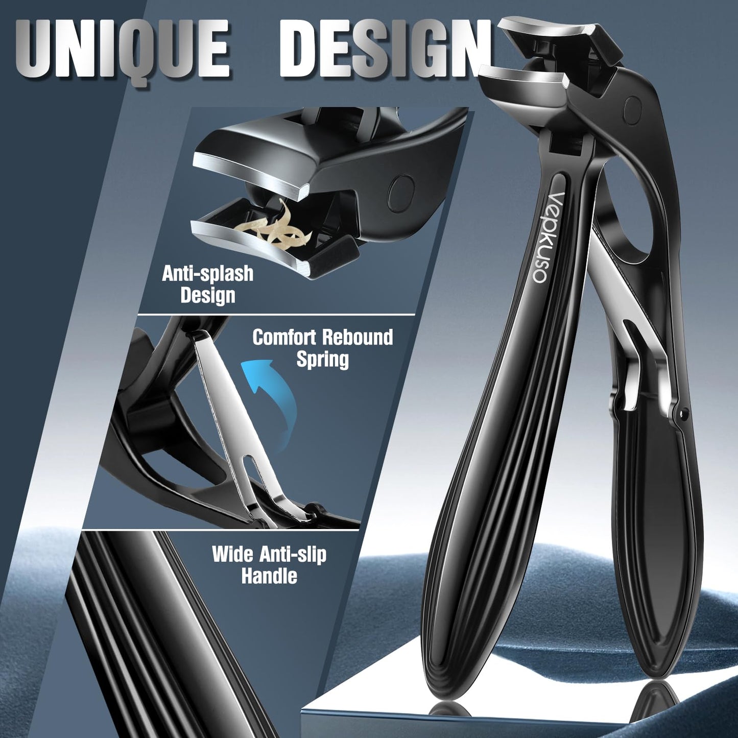 Nail Clippers for Seniors, Heavy Duty Stainless Steel Nail Clipper for Ingrown Toenails, Wide Opening Sharp Blade for Men, Women, Travel & Home Use