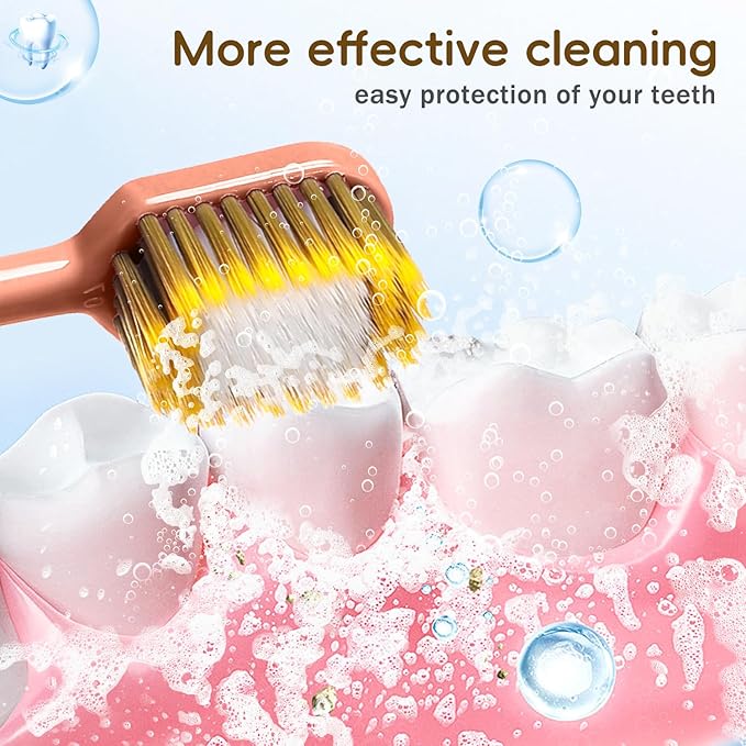 Extra Soft Toothbrush for Sensitive Gums, Wide Head Soft Bristle Toothbrush with Soft Flossing Micro Nano Bristles for Adults, Pregnant Women, Elderly, Braces, 12pcs