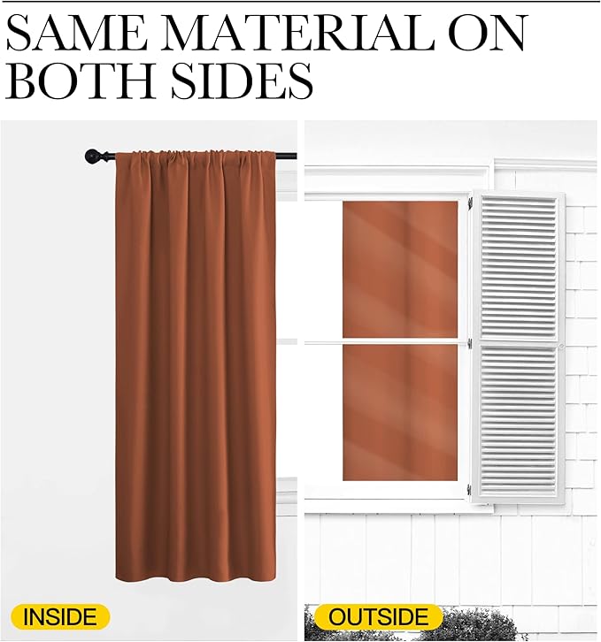 NICETOWN Blackout Curtains and Drapes - Thermal Insulated Solid Rod Pocket Blackout Draperies/Panels (Burnt Orange, 1 Pair, 52 by 84 inches)