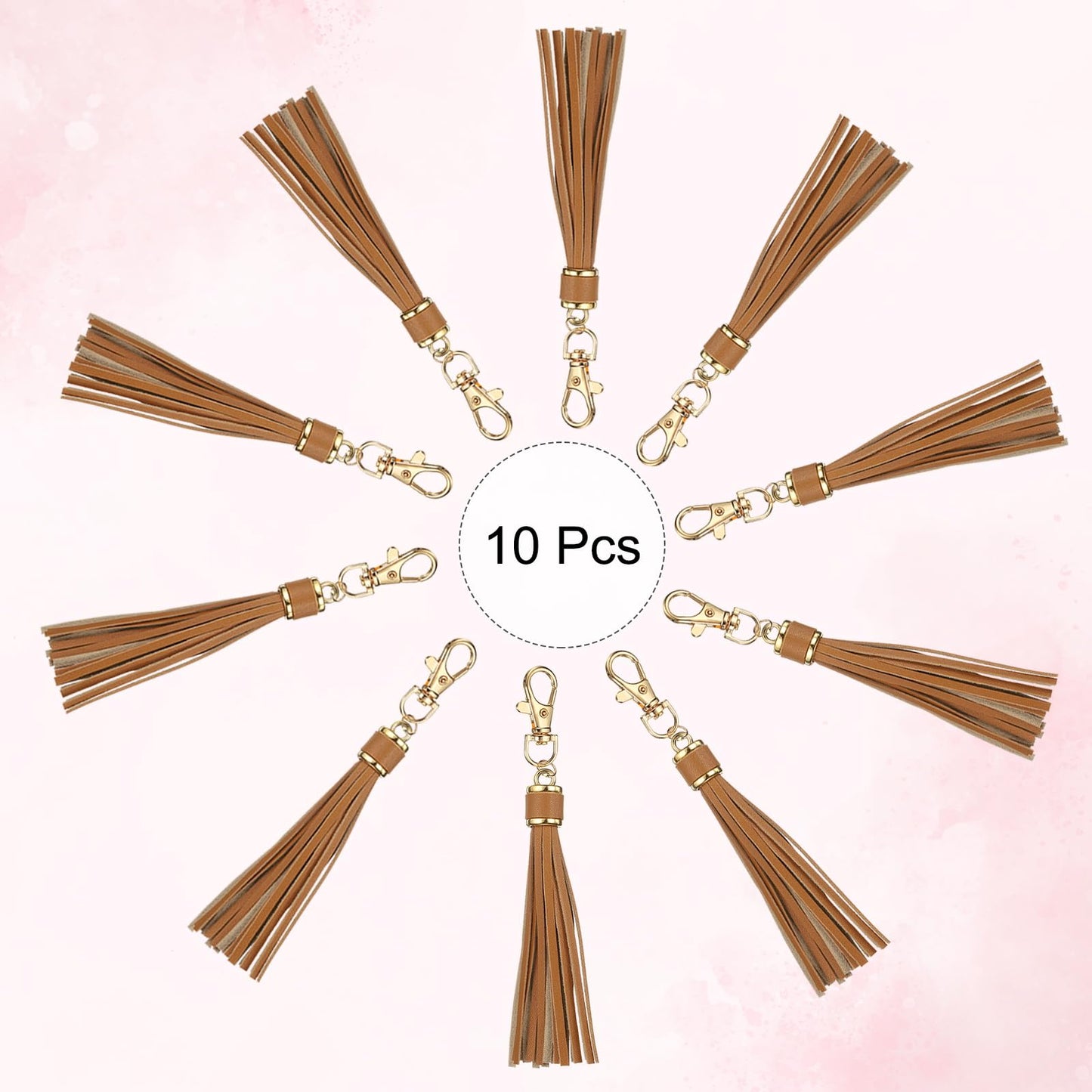 uxcell 10pcs PU Leather Tassels, 6 Inch Keychain Tassel Charm with Lobster Swivel for Jewelry Making, Handbag, DIY Crafts, (Grey Coffee)