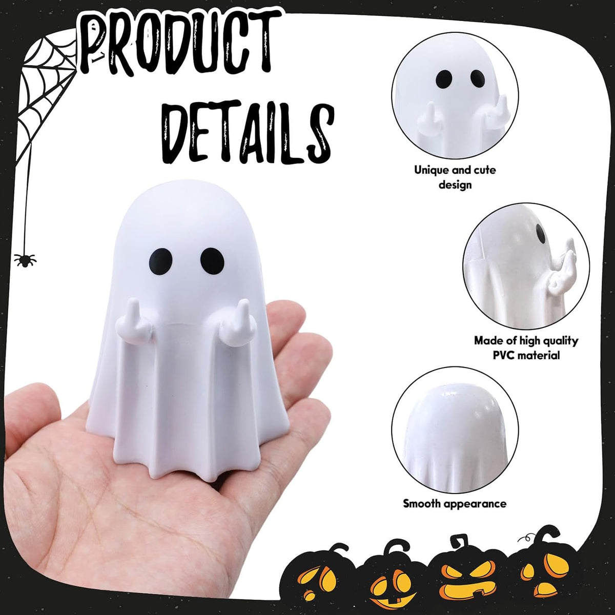 Halloween Ghost Figurine Funny Spooky Middle Finger Statue Halloween Table Decorations Cartoon Cute Resin Holiday Desktop Ornament Decor for Holiday Indoor Home Decor Gifts